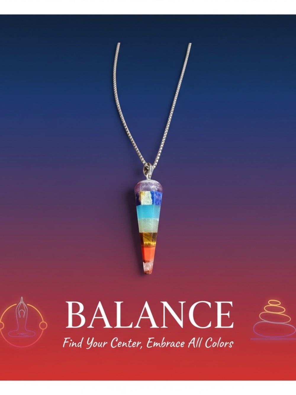 Rainbow Chakra Pendant Necklace - Multicolor